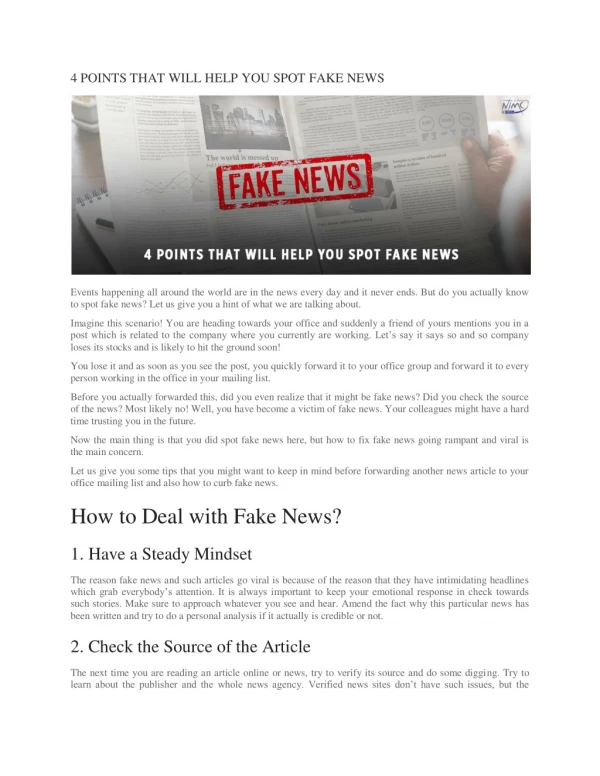 4 Points That Will Help You Spot Fake News