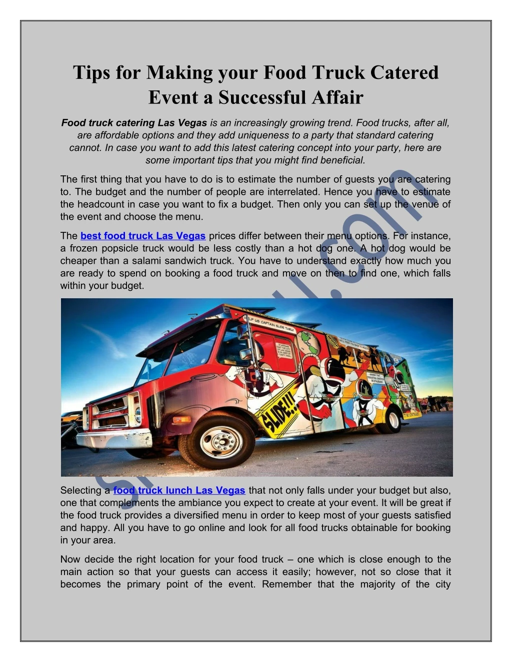 tips for making your food truck catered event