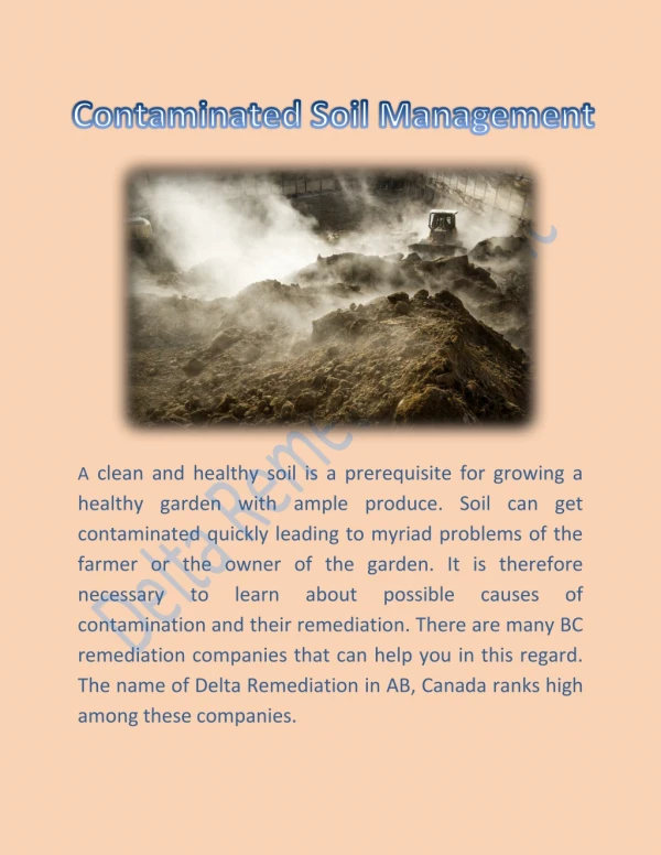 Contaminated Soil Management