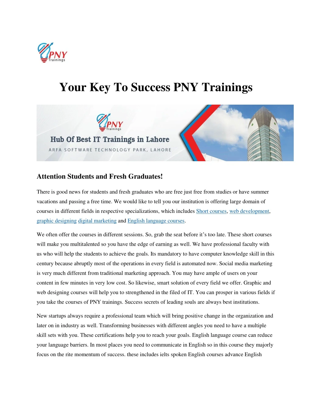 your key to success pny trainings