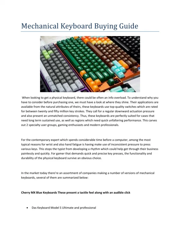 Different types of mechanical keyboards