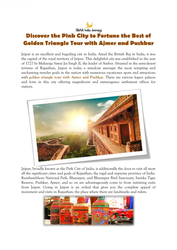 Discover the Pink City to Fortune the Best of Golden Triangle Tour with Ajmer and Pushkar