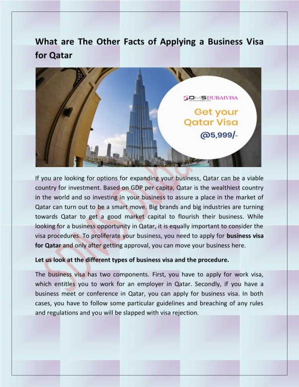 What are The Other Facts of Applying a Business Visa for Qatar