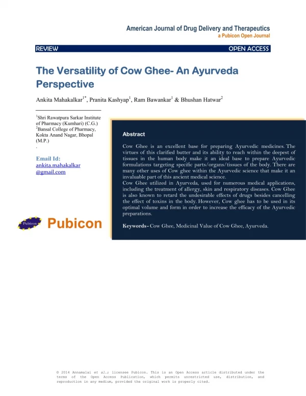 The Versatility of Cow Ghee- An Ayurveda Perspective