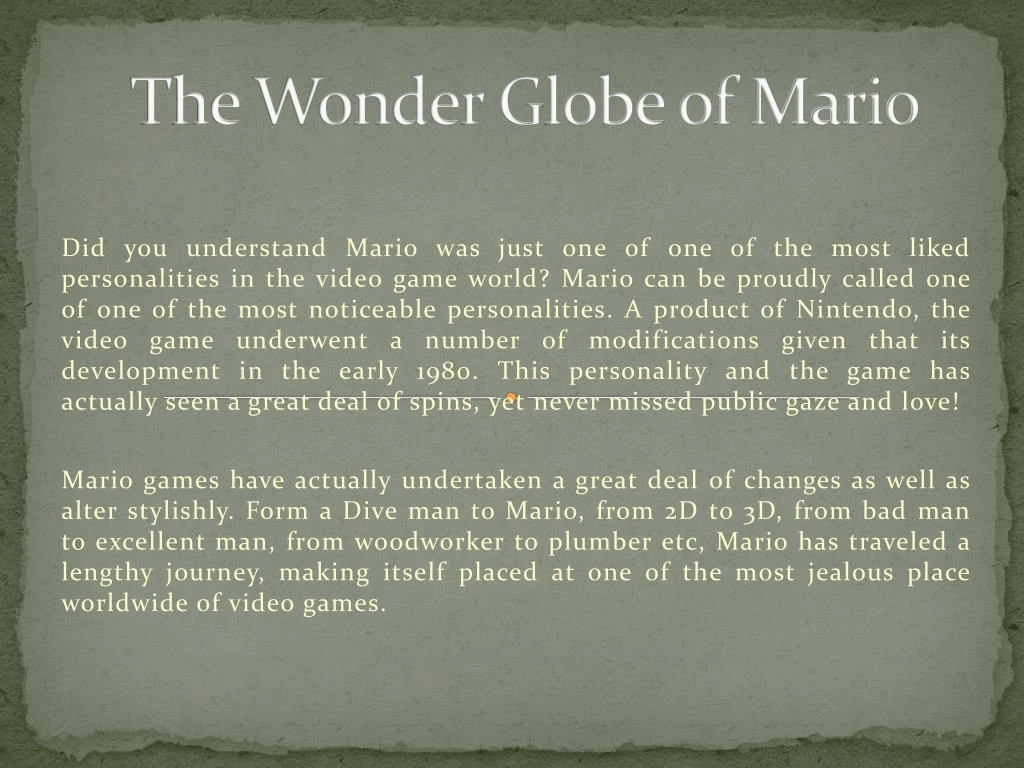 the wonder globe of mario