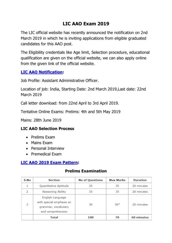 LIC AAO 2019 Recruitment