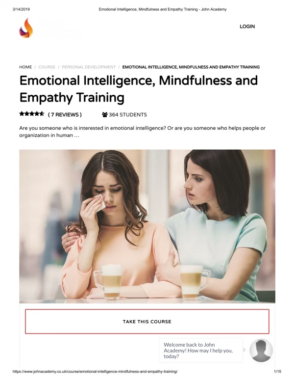 Mindfulness and Empathy Training - John Academy