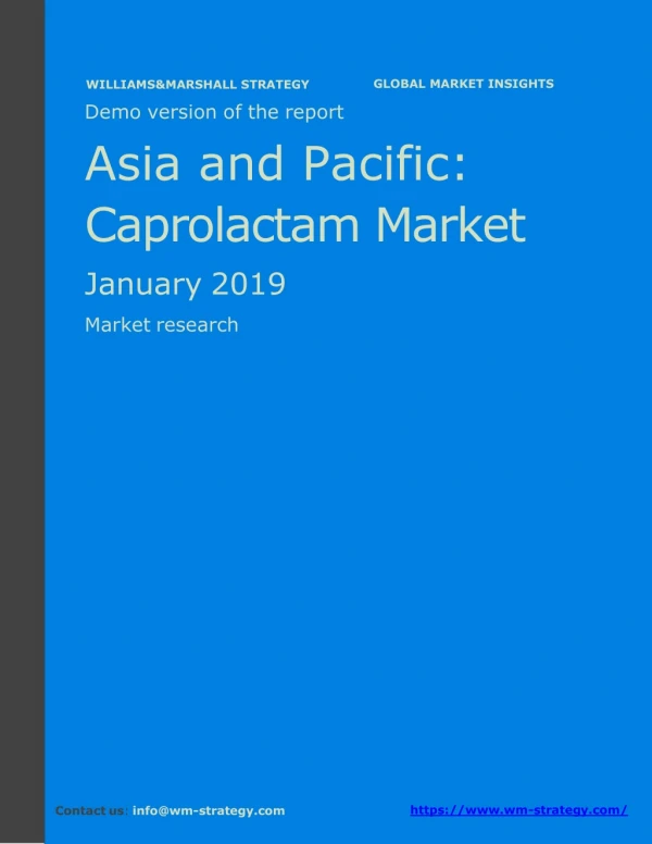 WMStrategy Demo Asia and Pacific Caprolactam Market January 2019