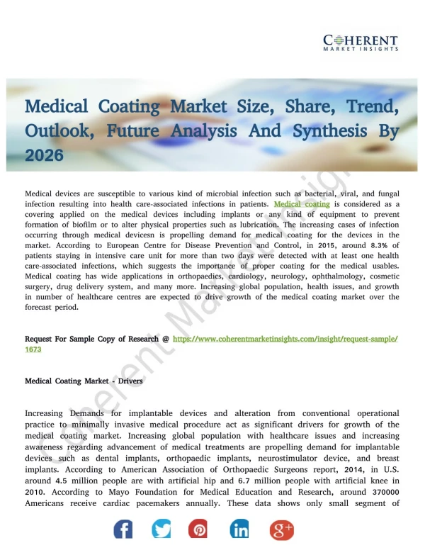 Medical Coating Market Analysis On Development Factors To 2026
