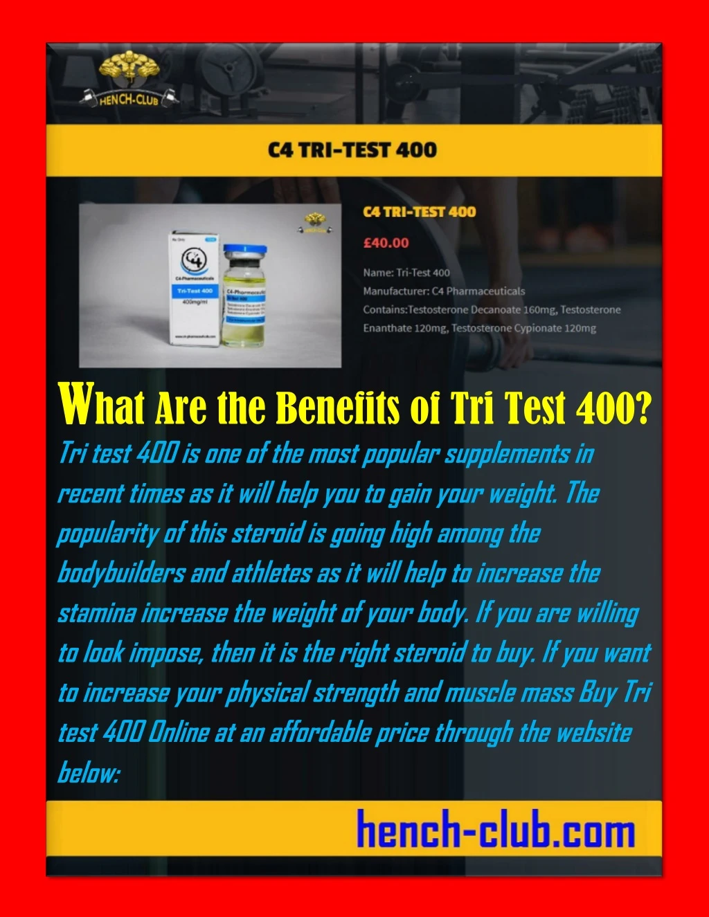 w hat are the benefits of tri test 400 tri test