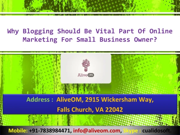 Why Blogging Should Be Vital Part Of Online Marketing For Small Business Owner?