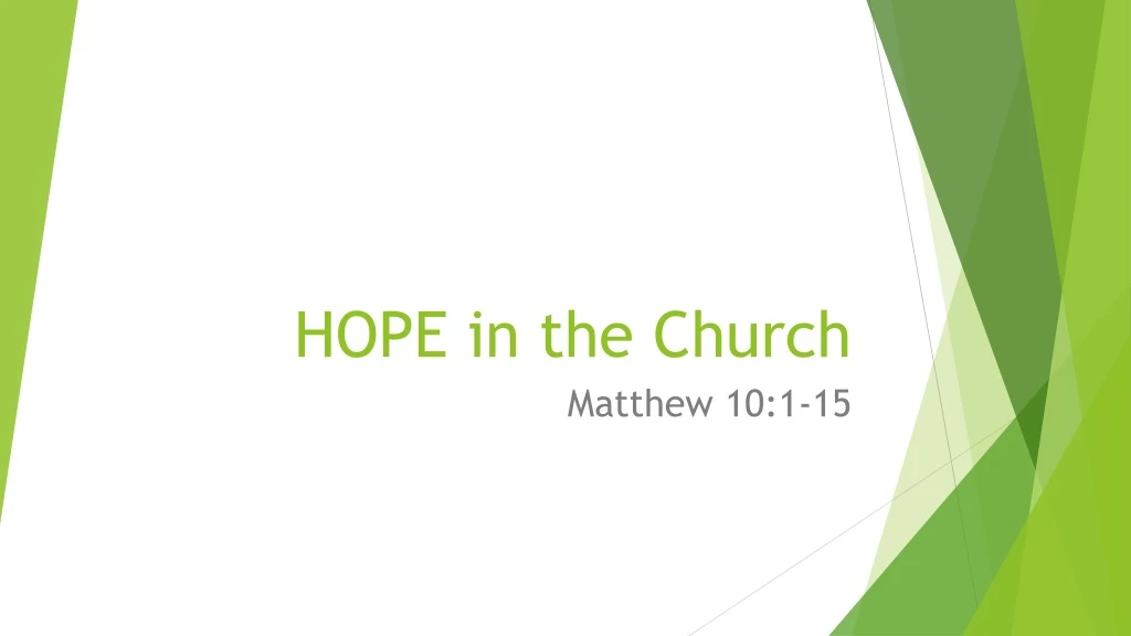 hope in the church