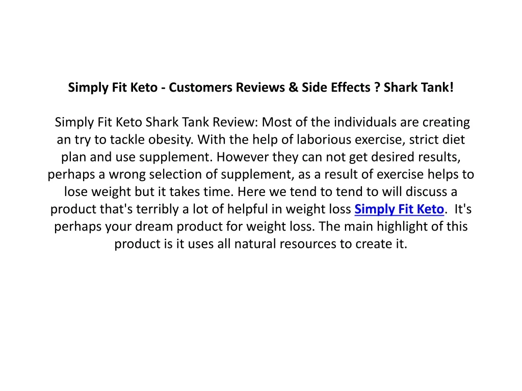 simply fit keto customers reviews side effects