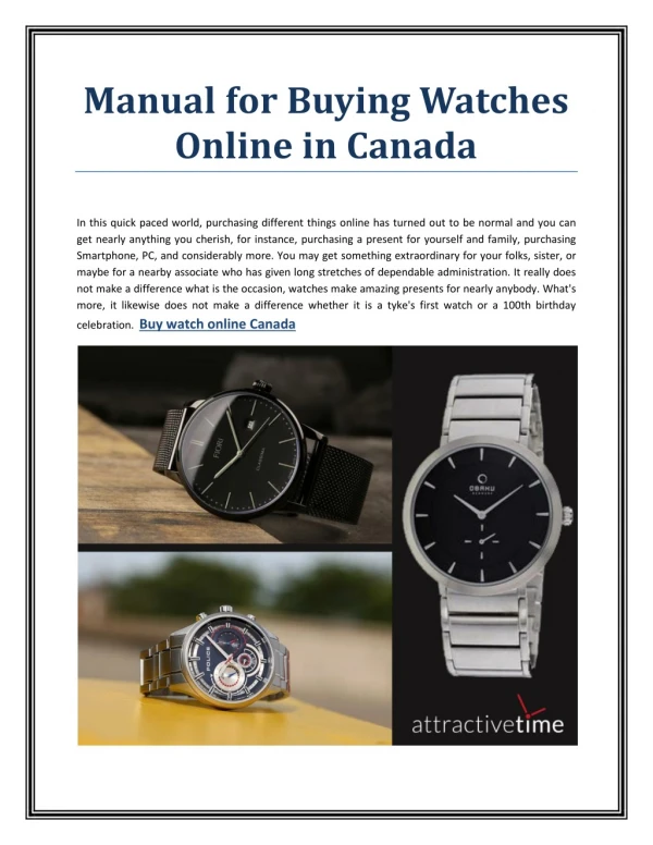 Manual for Buying Watches Online in Canada