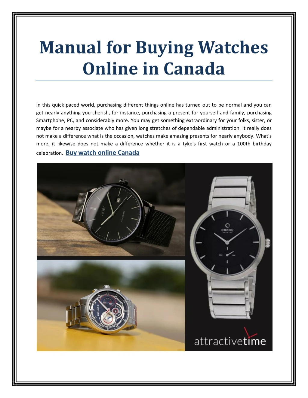 manual for buying watches online in canada