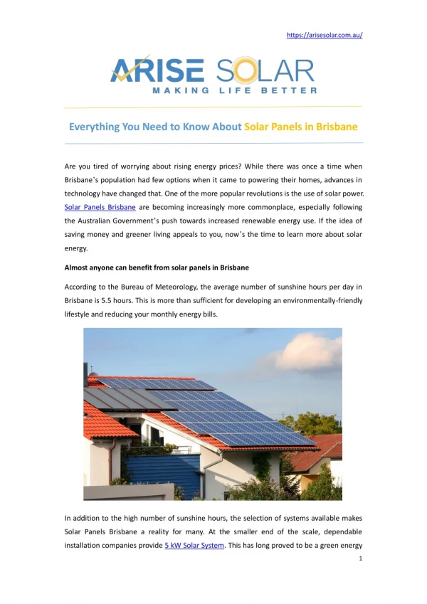 Everything You Need to Know About Solar Panels in Brisbane