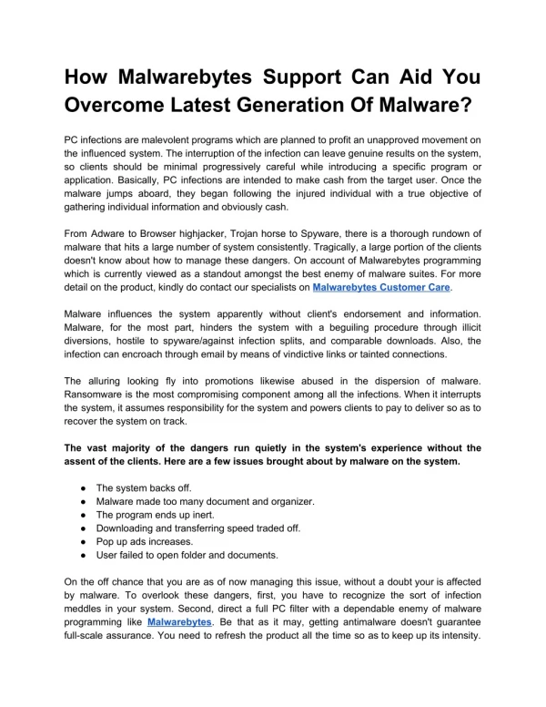 How Malwarebytes Support Can Aid You Overcome Latest Generation Of Malware?