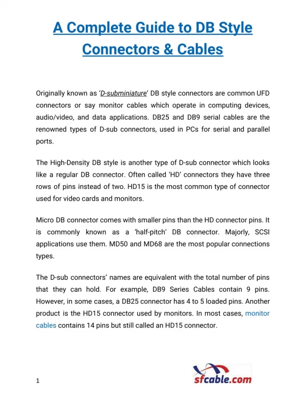 A Complete Guide to DB Style Connectors & Cables