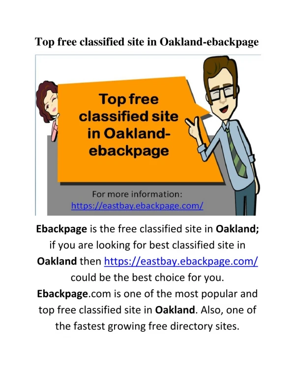 Top free classified site in Oakland-ebackpage