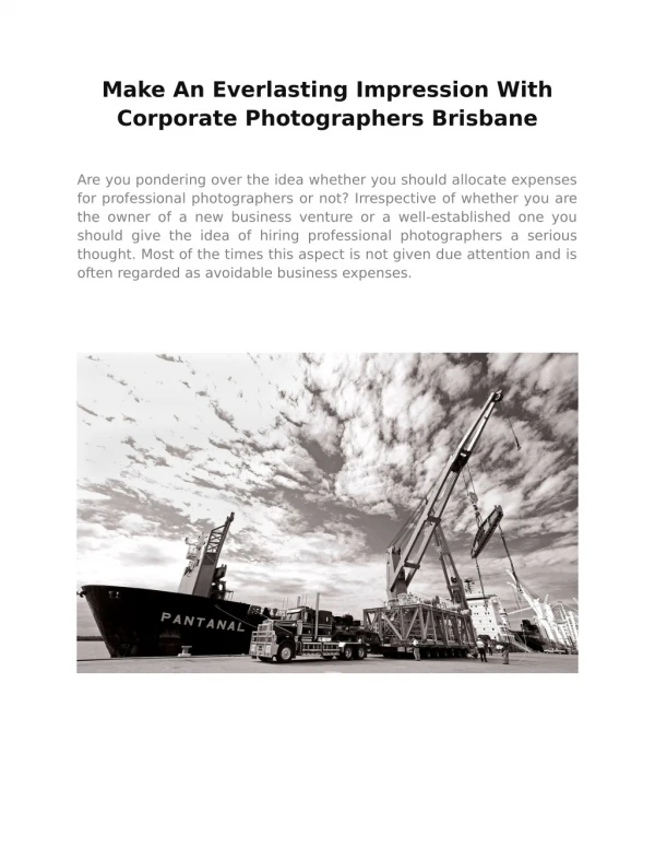 Make An Everlasting Impression With Corporate Photographers Brisbane