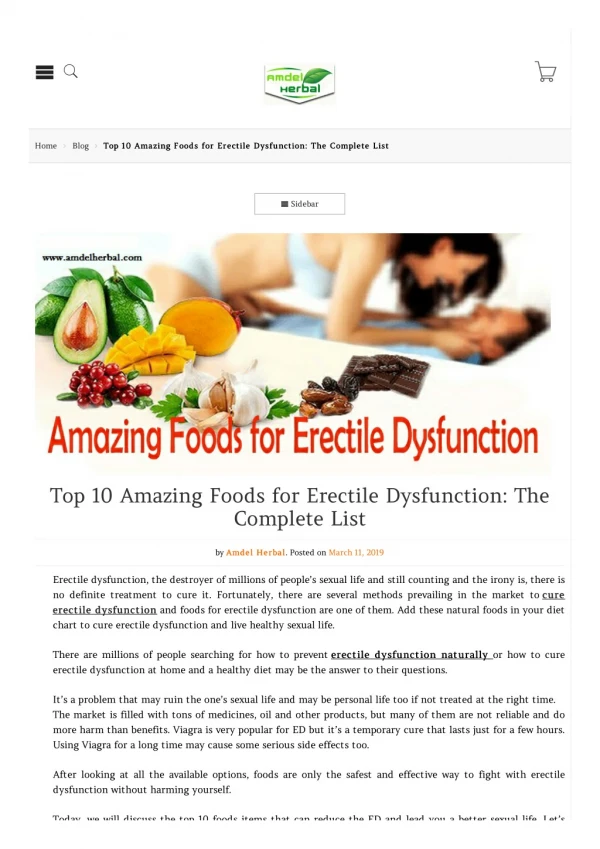 Foods for E*rectile Dy*sfunction