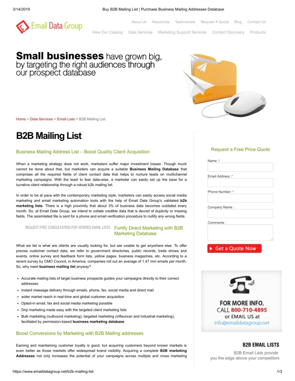 Business Mailing Lists - Email Data Group