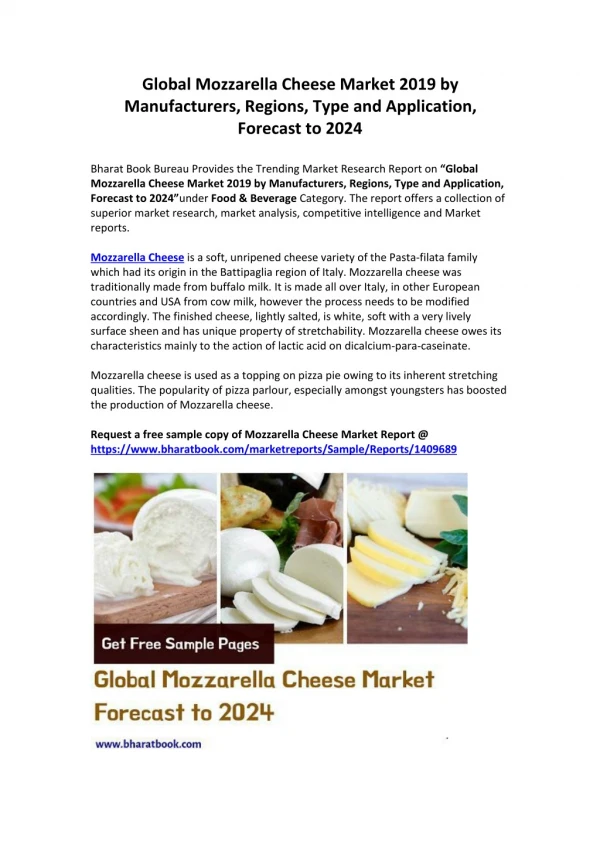 Global Mozzarella Cheese Market Forecast-2024