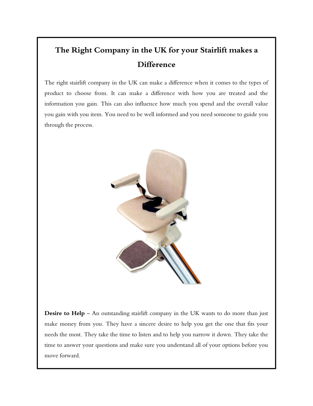 the right company in the uk for your stairlift