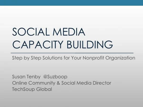 Social Media Capacity Building for Nonprofits