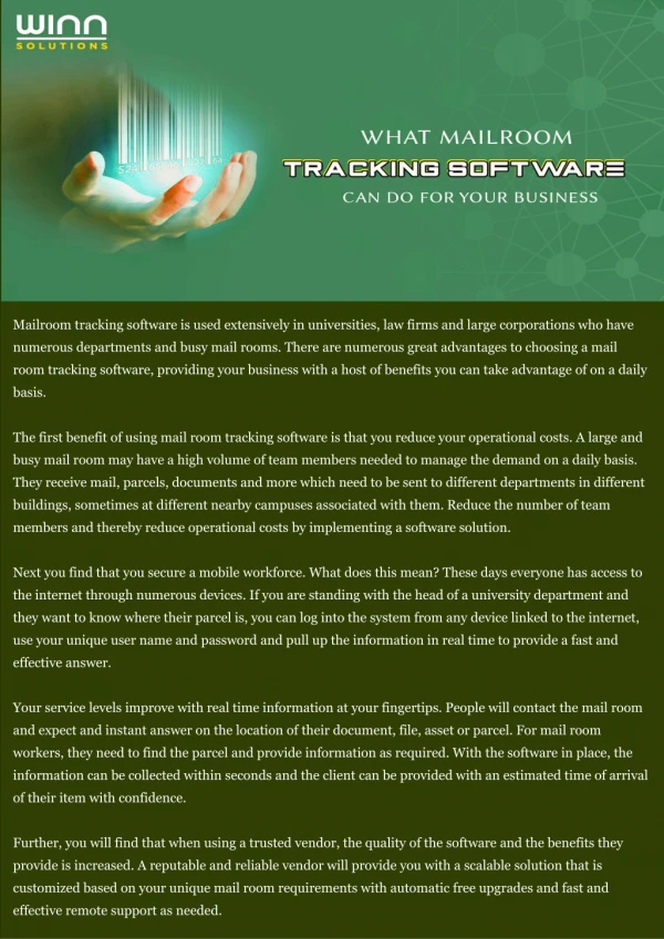 What Mailroom Tracking Software Can Do For Your Business