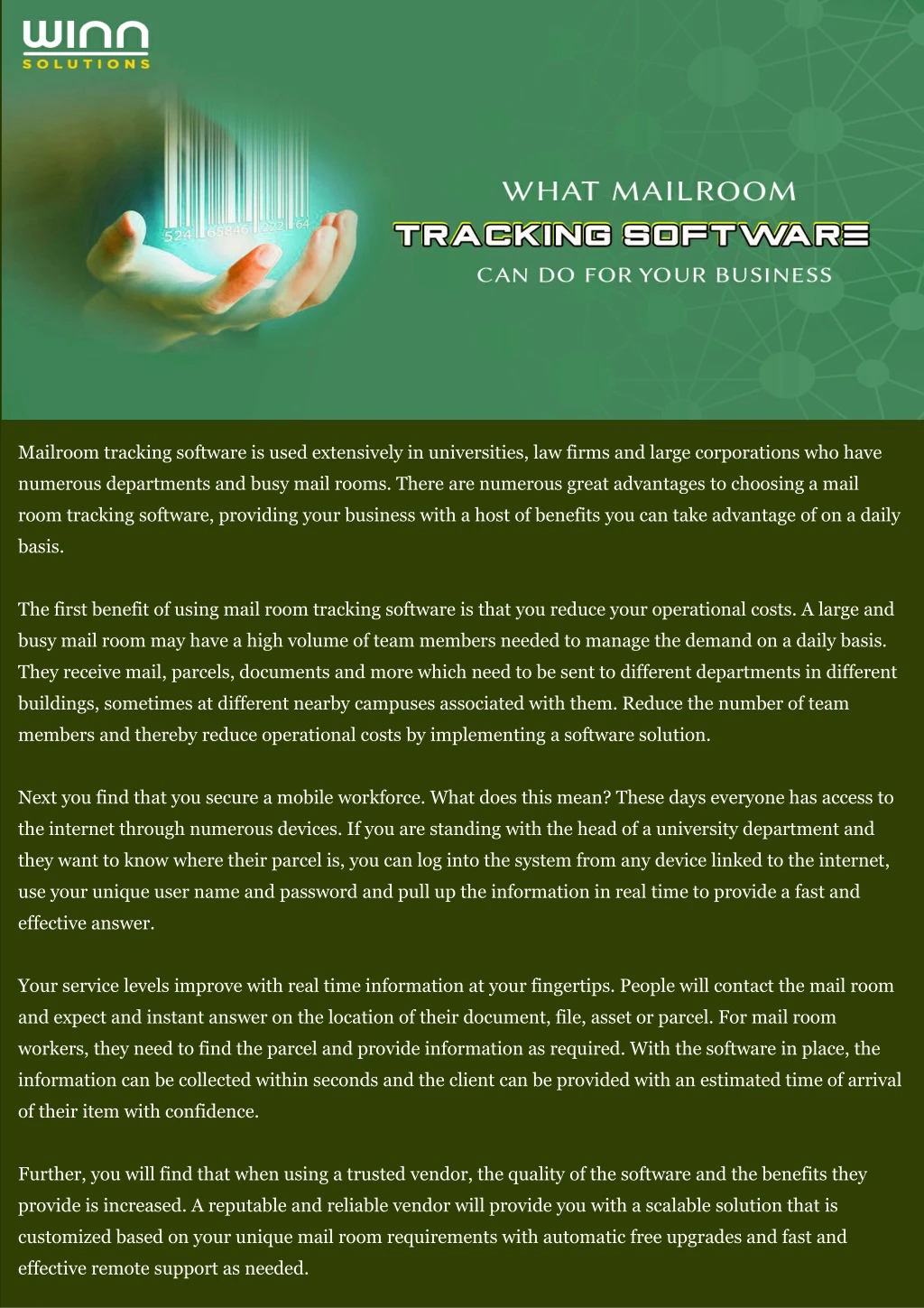 mailroom tracking software is used extensively