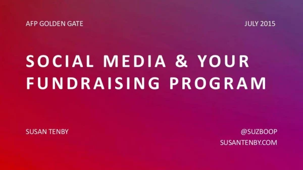 Social Media and your Fundraising Program