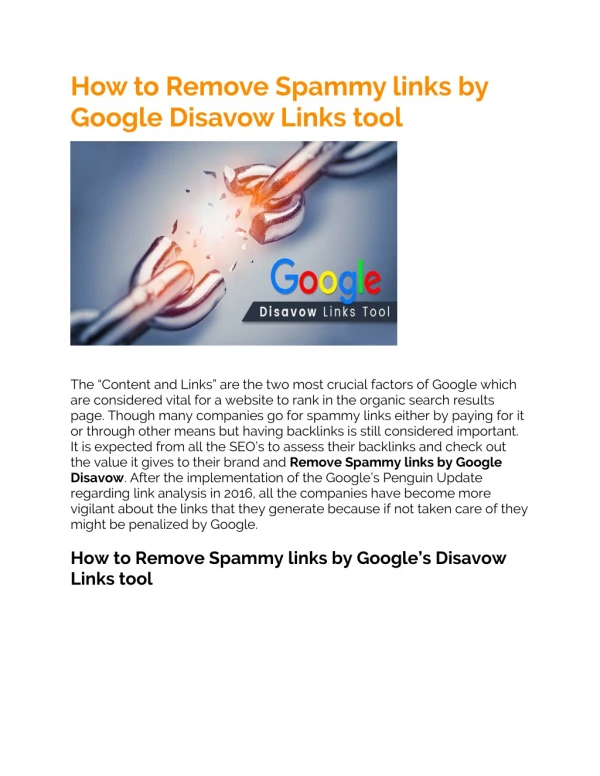 Remove Spammy links by Google Disavow