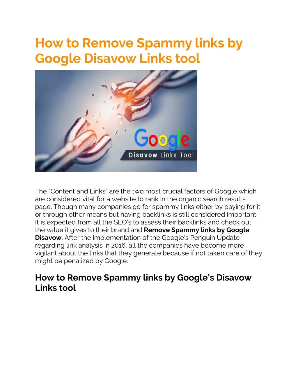 how to remove spammy links by google disavow