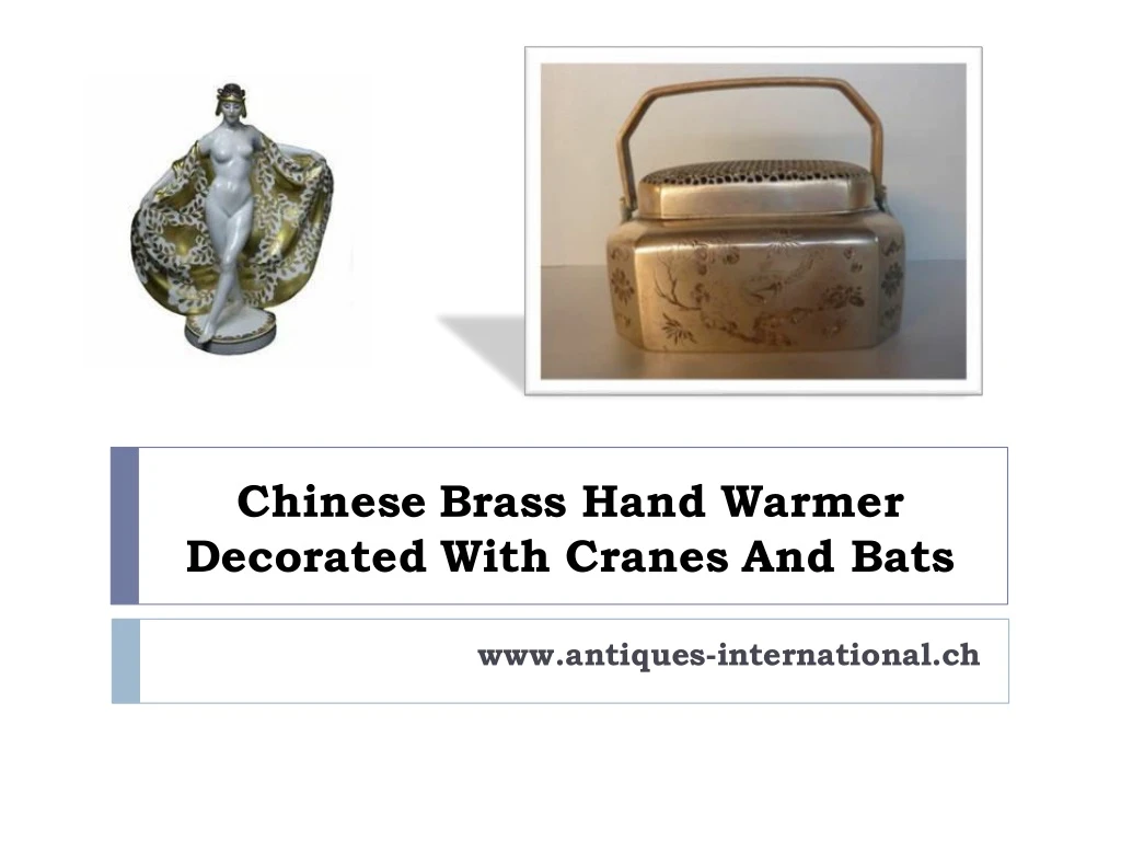 chinese brass hand warmer decorated with cranes