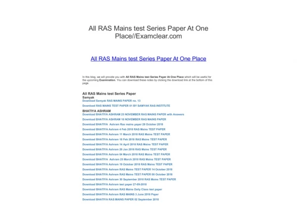 All RAS Mains test Series Paper At One Place