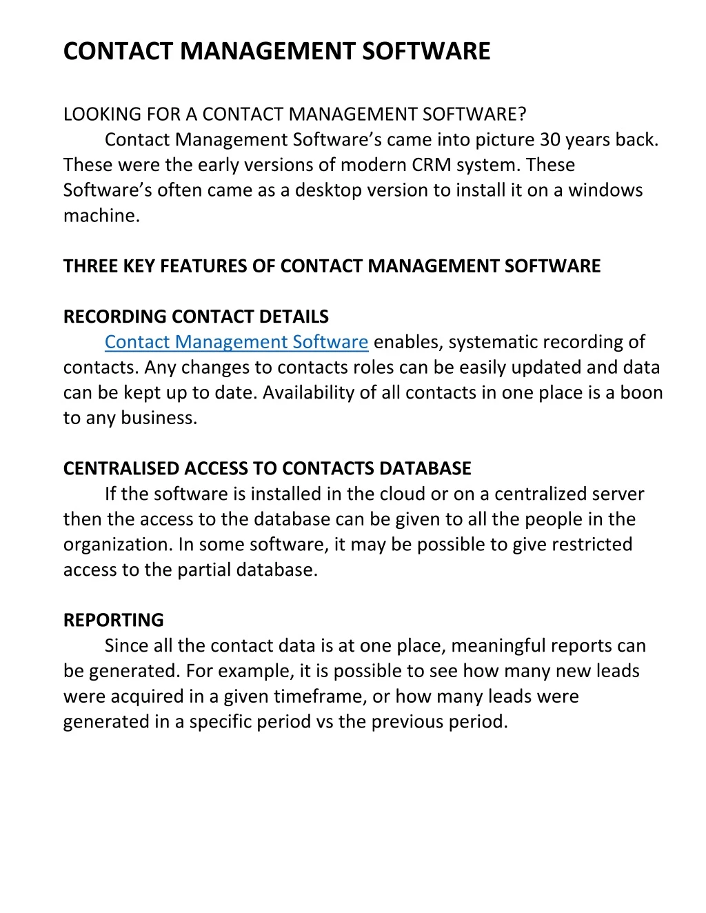 contact management software looking for a contact