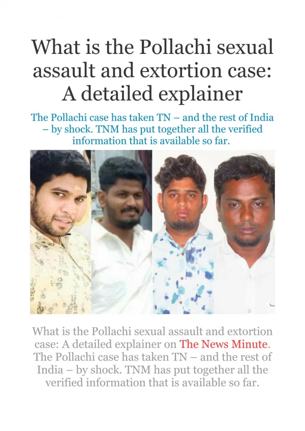What is the Pollachi Sexual Assault and Extortion Case - A Detailed Explainer