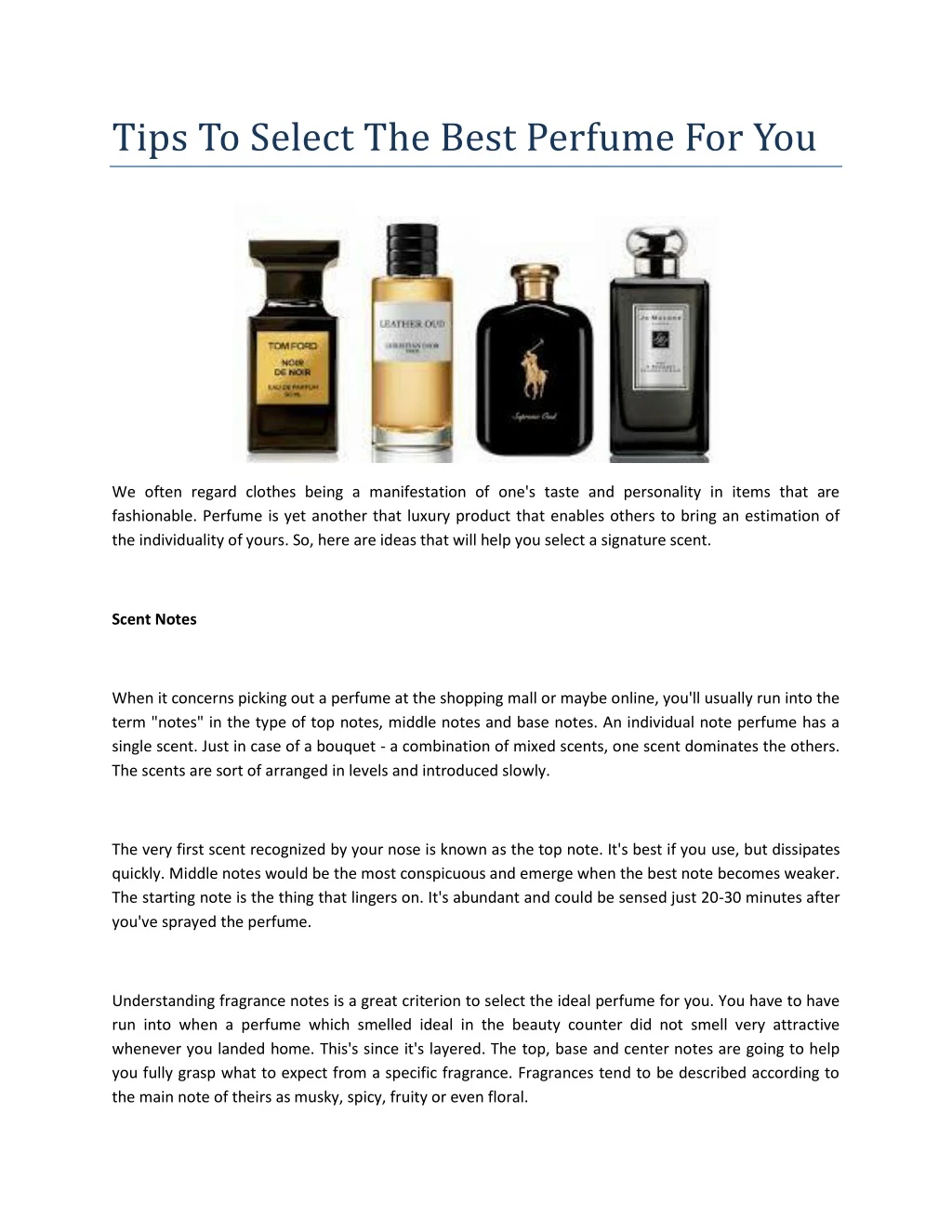 tips to select the best perfume for you