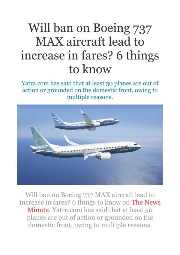 Will Ban on Boeing 737 MAX Aircraft Lead to Increase in Fares! 6 Things to Know