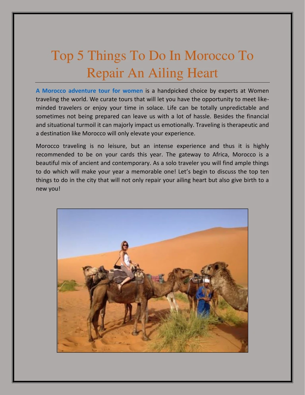 top 5 things to do in morocco to repair an ailing