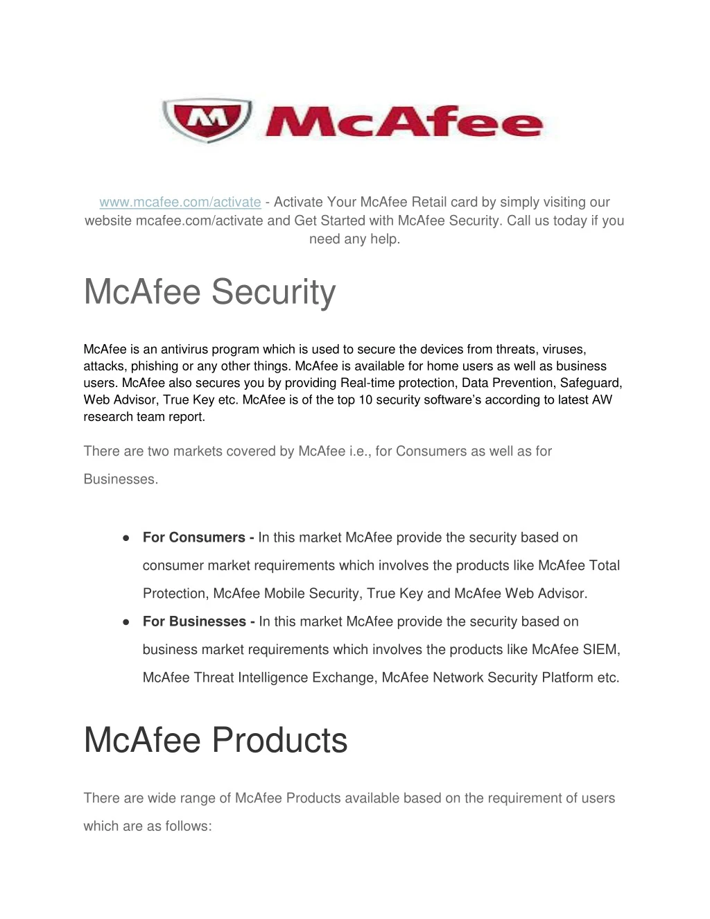 www mcafee com activate activate your mcafee