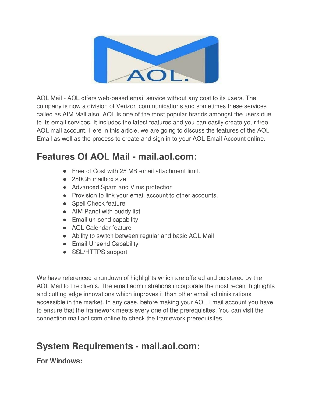aol mail aol offers web based email service