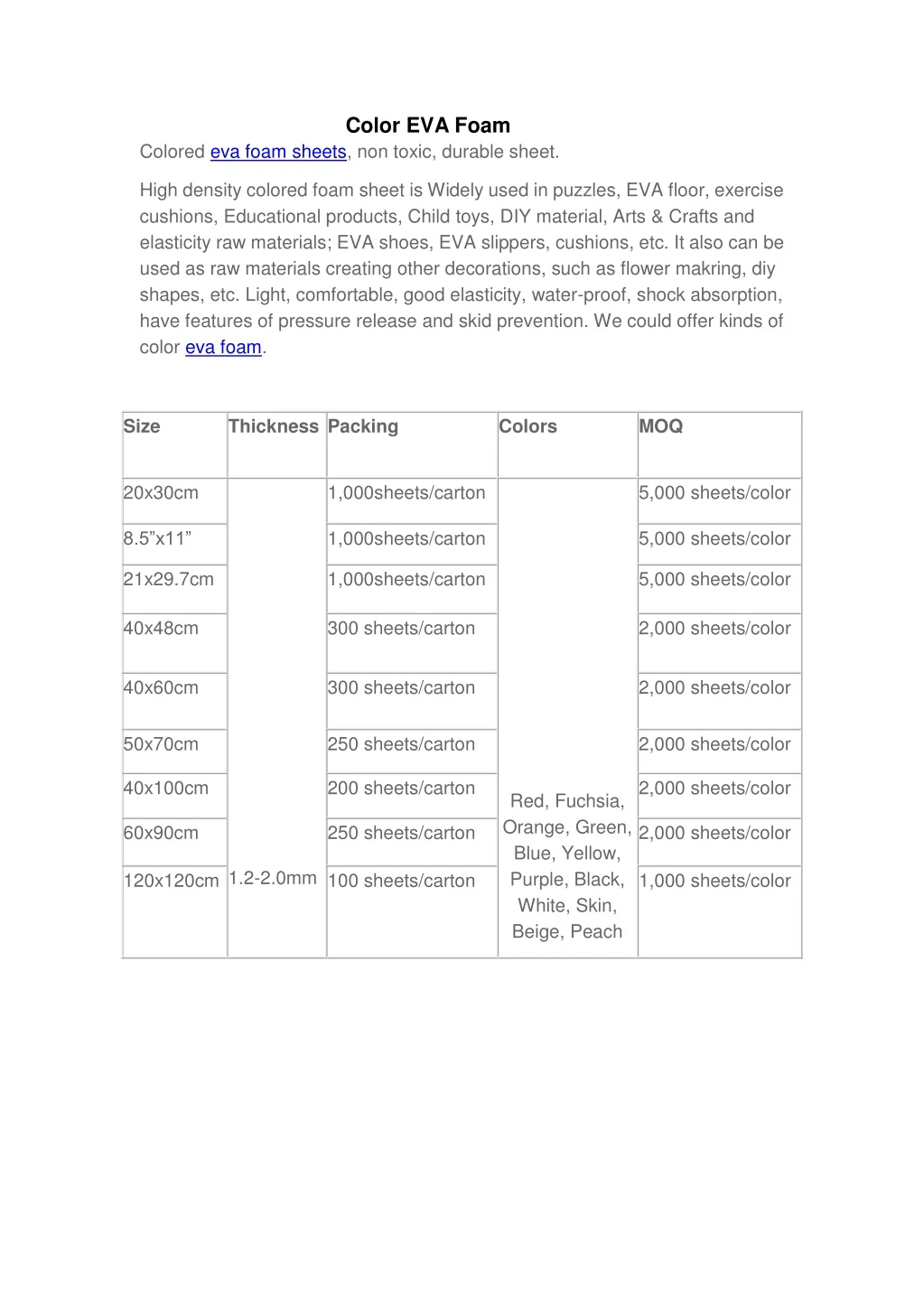 color eva foam colored eva foam sheets non toxic