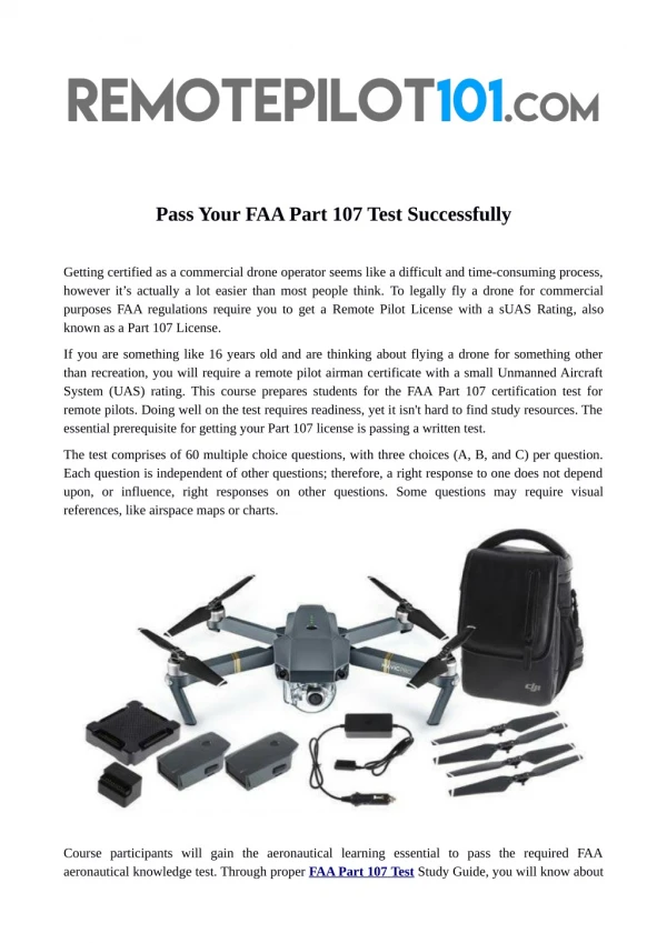 Pass Your FAA Part 107 Test Successfully