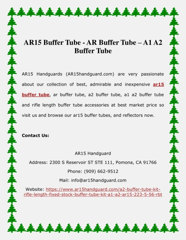 AR15 Buffer Tube - AR Buffer Tube – A1 A2 Buffer Tube