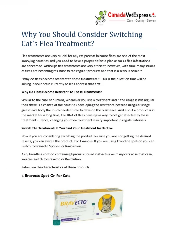 Why You Should Consider Switching Cat's Flea Treatment?