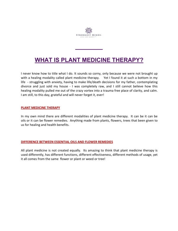 What Is Plant Medicine Therapy?