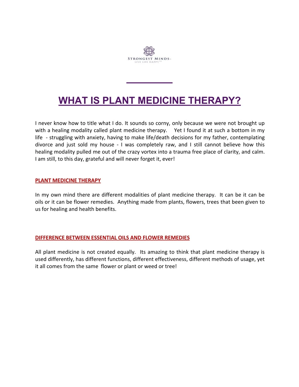 what is plant medicine therapy