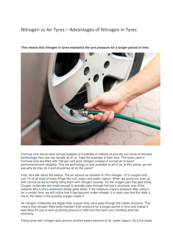 Nitrogen vs Air Tyres – Advantages of Nitrogen in Tyres